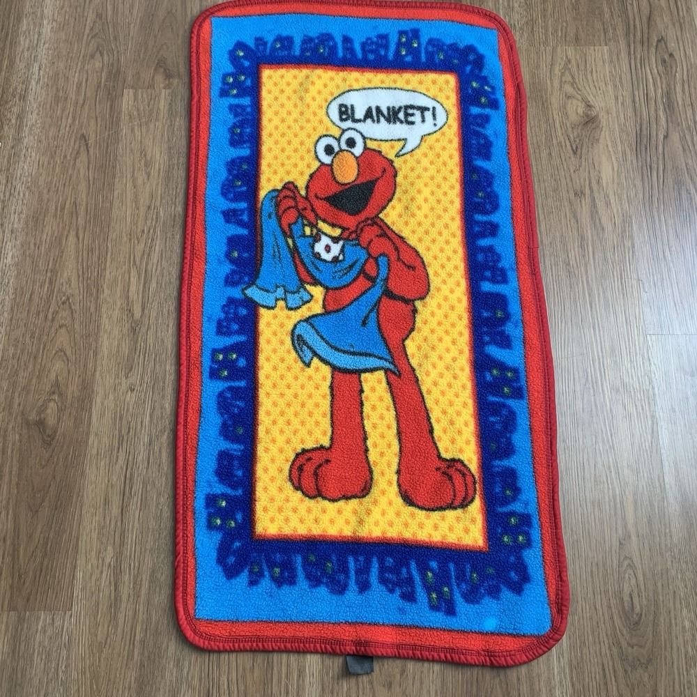 Elmo Rare Vintage 90s Fuzzy Owen Blanket Sesame Street "Blanket"  Fleece 45x23